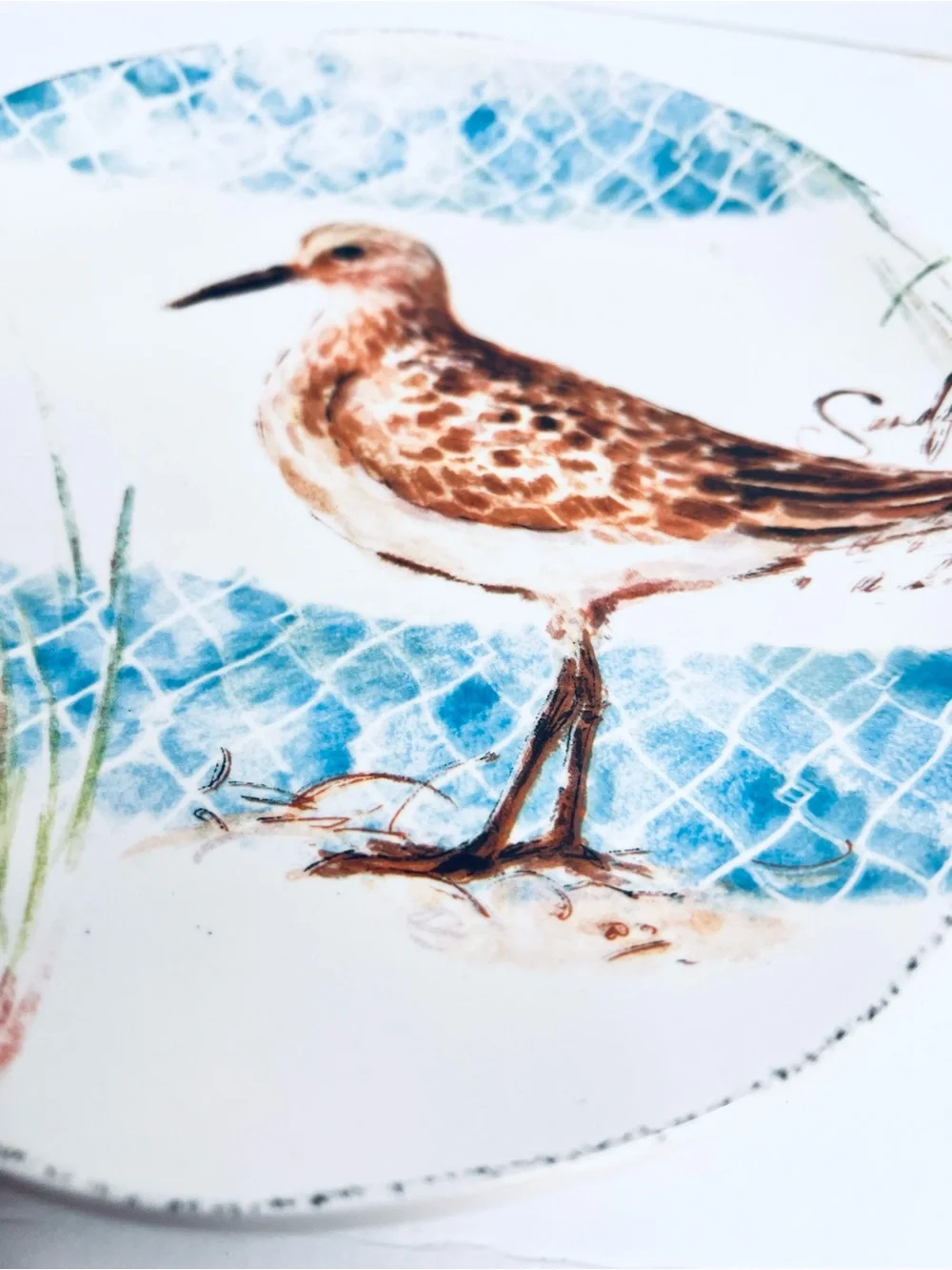 Pier 1 Sandpiper Shore Bird Coastal Salad Plate 7.75” Beach Cottage